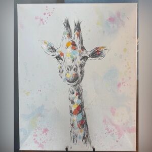 Colorful Giraffe Canvas Wall Art Textured Paint Safari Nursery Decor 16x20